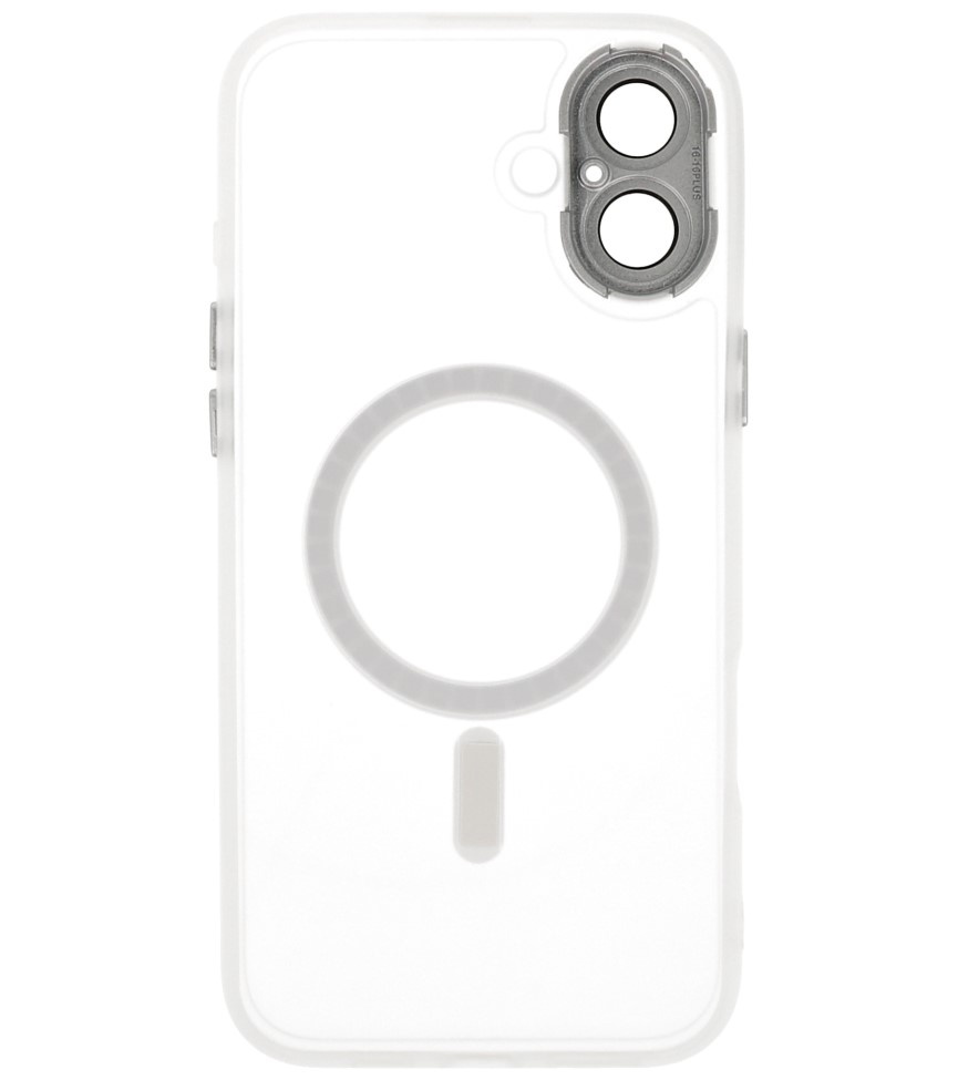 Funda Magsafe Transparente Mate con Protector de Cámara para iPhone 16 Plus Blanca