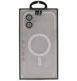 Custodia Magsafe opaca-trasparente con protezione per fotocamera per iPhone 16 Plus bianca