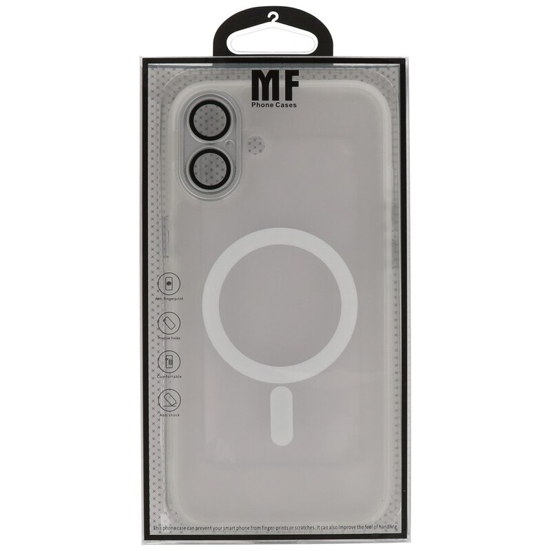 Funda Magsafe Transparente Mate con Protector de Cámara para iPhone 16 Plus Blanca