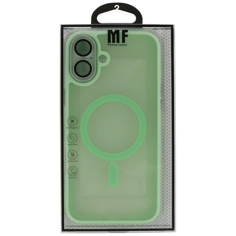 Custodia Magsafe opaca-trasparente con protezione per fotocamera per iPhone 16 Plus verde