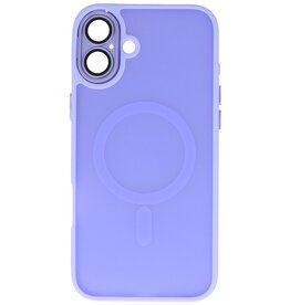 Matte-Transparent with Camera Protector Magsafe Case for iPhone 16 Plus Purple