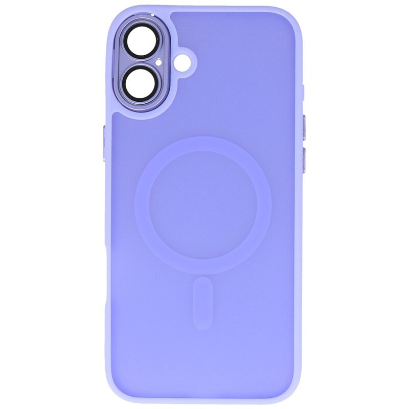Coque Magsafe transparente mate avec protection d'appareil photo pour iPhone 16 Plus, violet