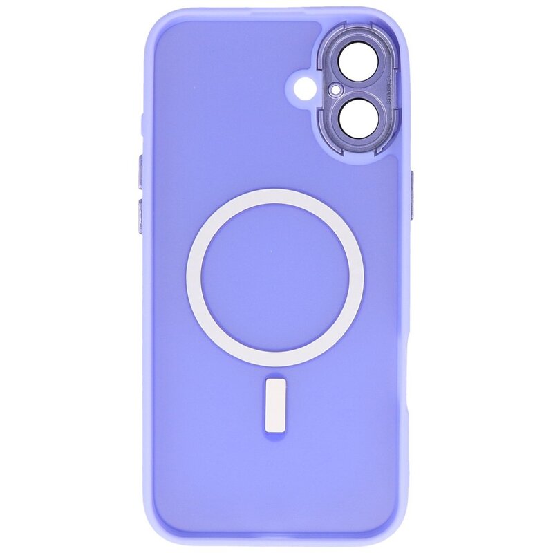 Coque Magsafe transparente mate avec protection d'appareil photo pour iPhone 16 Plus, violet