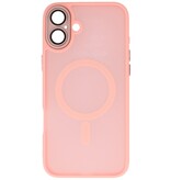 Funda Magsafe Transparente Mate con Protector de Cámara para iPhone 16 Plus Rosa
