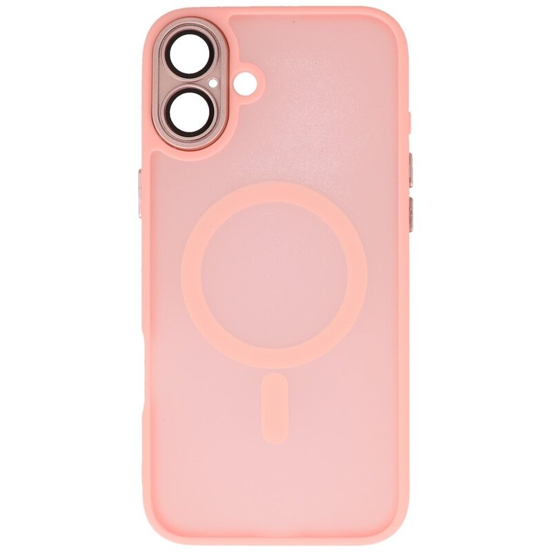 Matte-Transparent with Camera Protector Magsafe Case for iPhone 16 Plus Pink