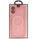 Custodia Magsafe opaca-trasparente con protezione per fotocamera per iPhone 16 Plus rosa