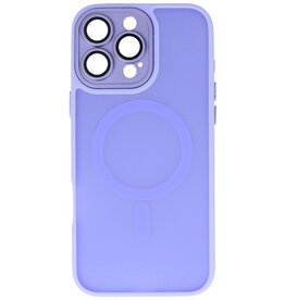 Coque Magsafe transparente mate avec protection d'appareil photo pour iPhone 16 Pro Max, violet