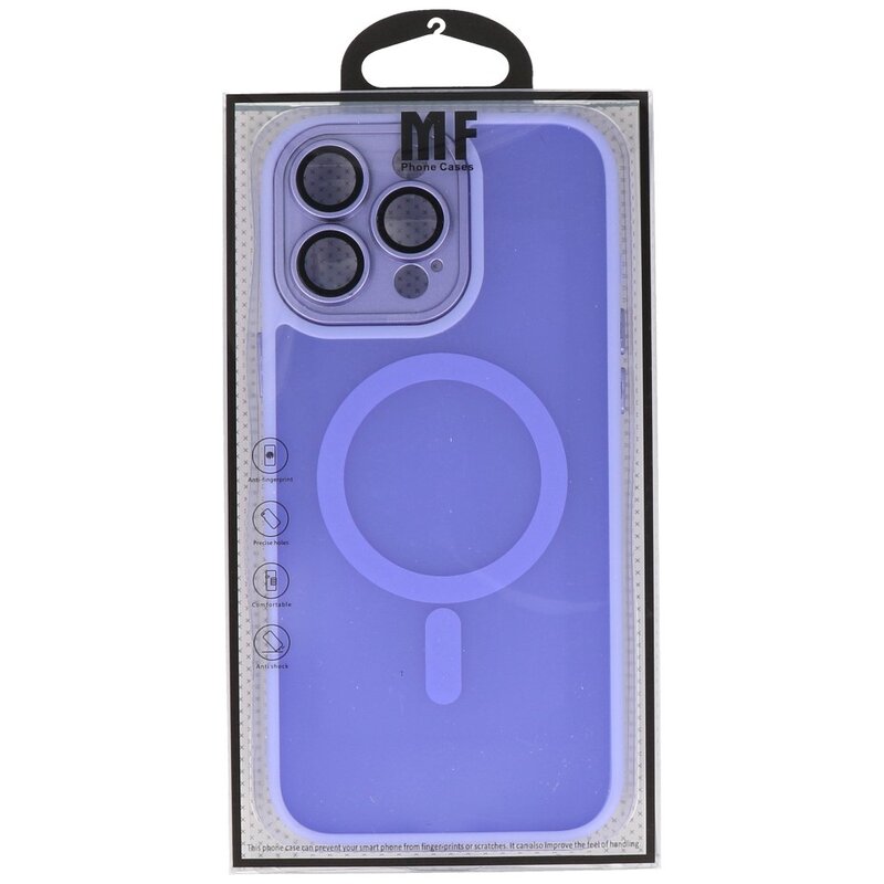 Custodia Magsafe opaca-trasparente con protezione per fotocamera per iPhone 16 Pro Max viola