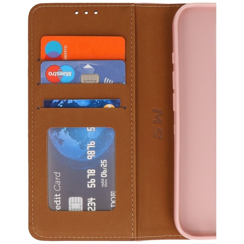 Funda estilo libro tipo billetera para iPhone 16 Plus en oro rosa