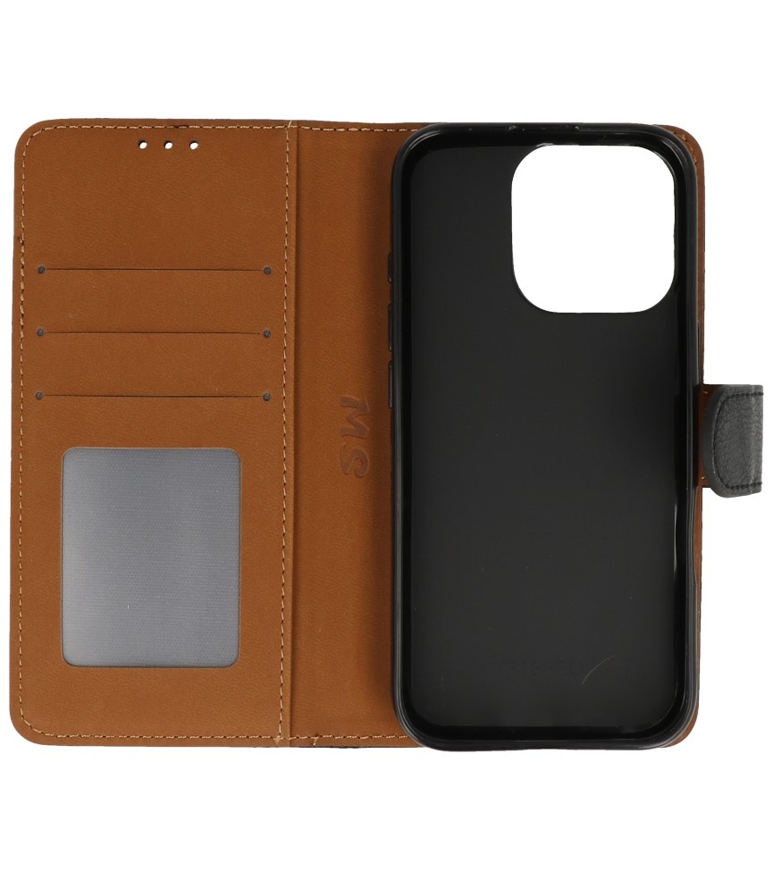 Bookstyle Wallet Cases Hoesje voor iPhone 16 Pro Zwart