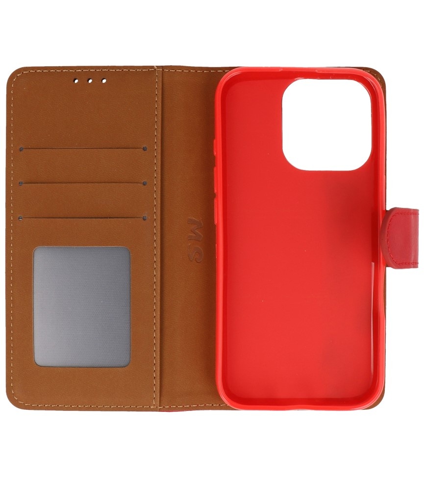 Bookstyle Wallet Cases Hoesje voor iPhone 16 Pro Rood