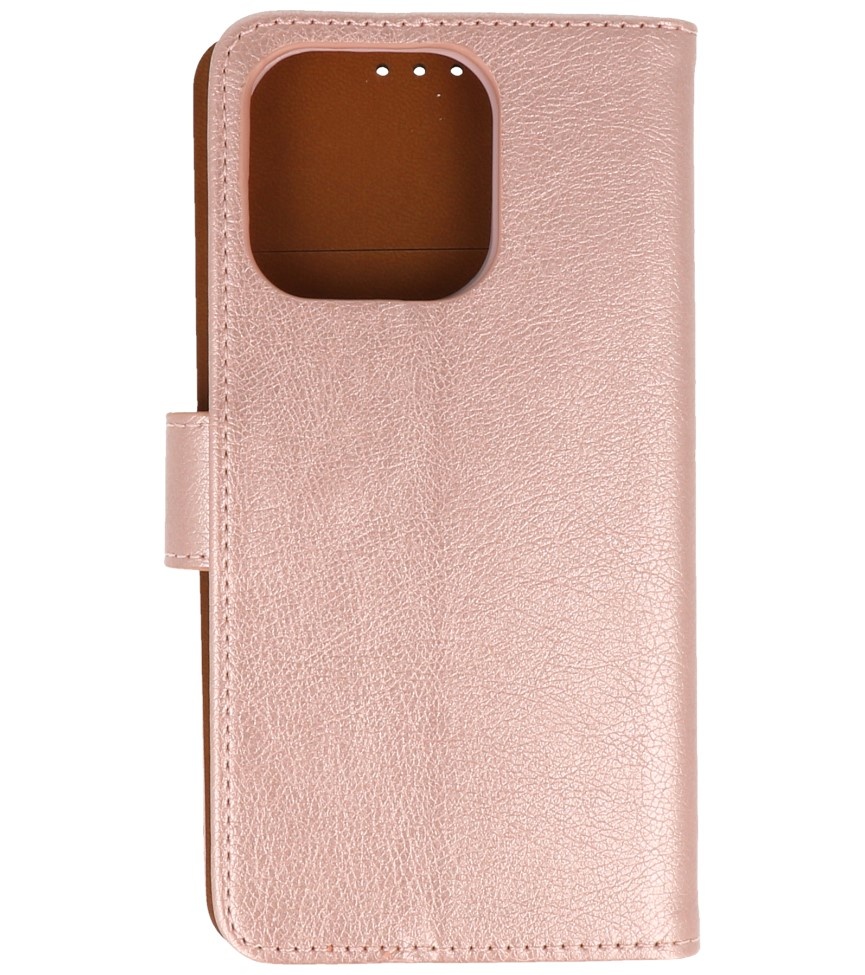 Étui portefeuille Bookstyle pour iPhone 16 Pro, or rose