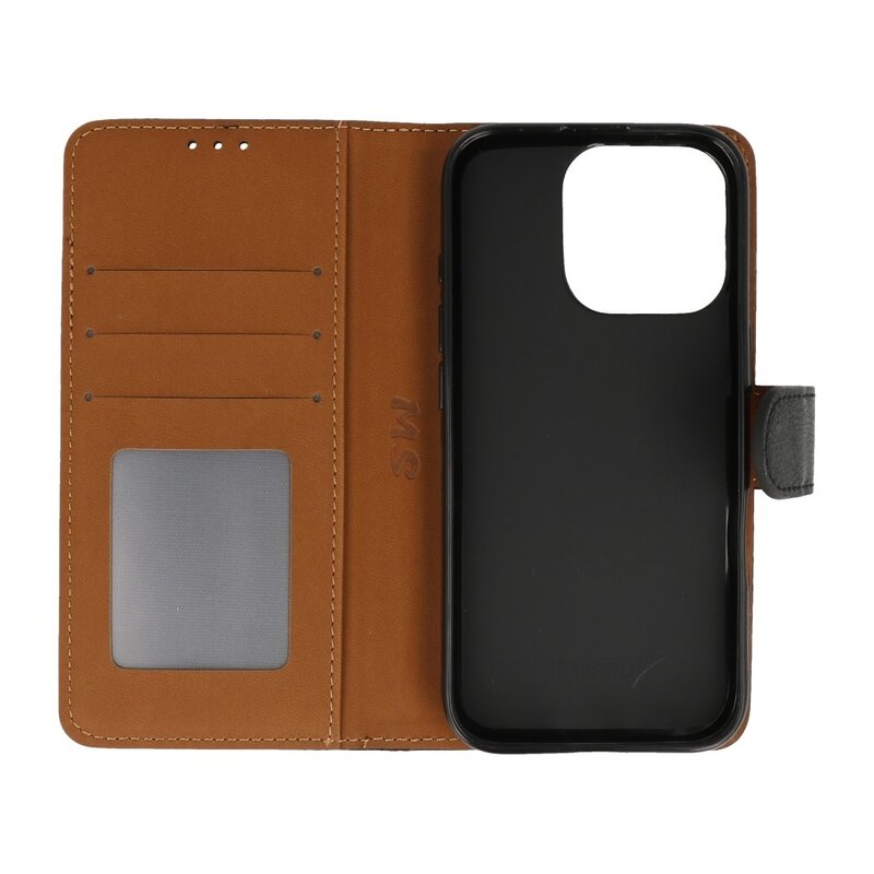 Bookstyle Wallet Cases Hülle für iPhone 16 Pro Max Schwarz