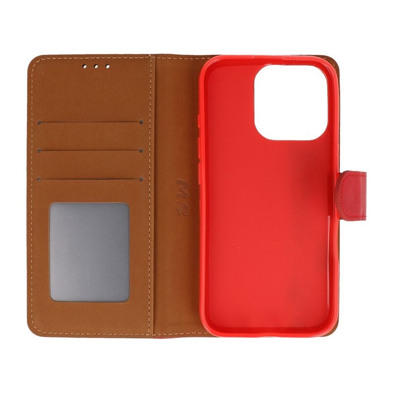 Étui portefeuille Bookstyle pour iPhone 16 Pro Max Rouge