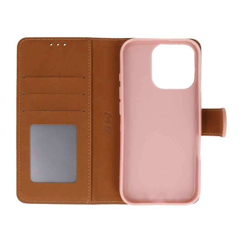Custodia a portafoglio Bookstyle Custodia per iPhone 16 Pro Max in oro rosa