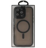 Étui MagSafe mat transparent avec protection pour appareil photo pour iPhone 15 Pro, noir