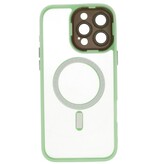 Mattransparent Magsafe-cover med kamerabeskytter til iPhone 15 Pro, grønt