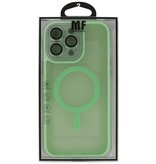 Funda MagSafe transparente mate con protector de cámara para iPhone 15 Pro (verde)