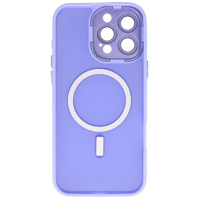 Custodia Magsafe opaca-trasparente con protezione per fotocamera per iPhone 15 Pro viola