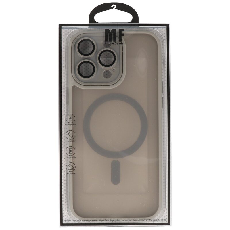 Matte-Transparent with Camera Protector Magsafe Case for iPhone 15 Pro Gray
