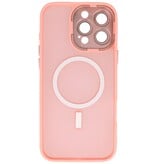 Matte-Transparent with Camera Protector Magsafe Case for iPhone 15 Pro Pink