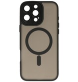 Funda MagSafe mate transparente con protector de cámara para iPhone 15 Pro Max, color negro