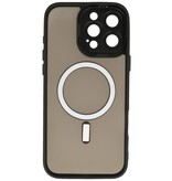 Funda MagSafe mate transparente con protector de cámara para iPhone 15 Pro Max, color negro