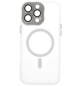 Matt-transparente MagSafe-Hülle mit Kameraschutz für iPhone 15 Pro Max, Weiß