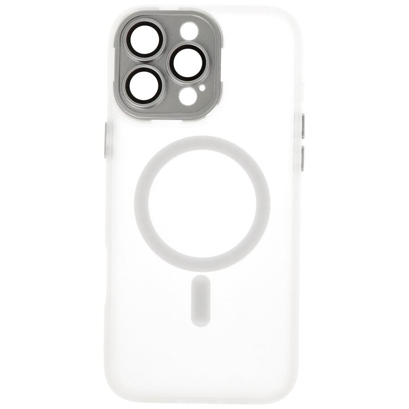 Matt-transparente MagSafe-Hülle mit Kameraschutz für iPhone 15 Pro Max, Weiß