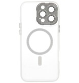 Étui MagSafe mat transparent avec protection pour appareil photo pour iPhone 15 Pro Max blanc