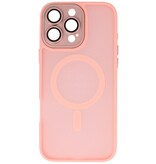 Matte-Transparent with Camera Protector Magsafe Case for iPhone 15 Pro Max Pink