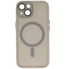 Étui MagSafe mat transparent avec protection pour appareil photo pour iPhone 15 Gris