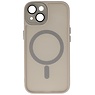 Matte-Transparent with Camera Protector Magsafe Case for iPhone 15 Gray