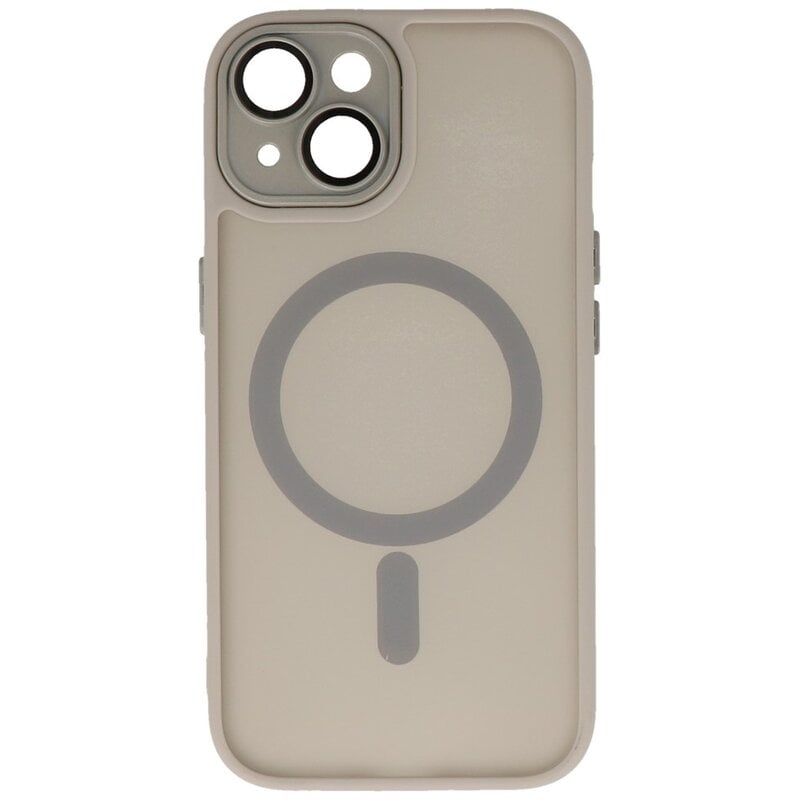 Matte-Transparent with Camera Protector Magsafe Case for iPhone 15 Plus Gray