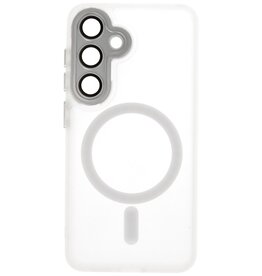 Matt-Transparent mit Kameraschutz Magsafe Case für Samsung Galaxy S24 Weiß