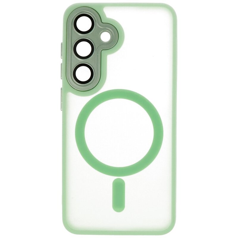 Funda Magsafe Mate-Transparente con Protector de Cámara para Samsung Galaxy S24 Verde