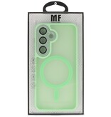 Funda Magsafe Mate-Transparente con Protector de Cámara para Samsung Galaxy S24 Verde