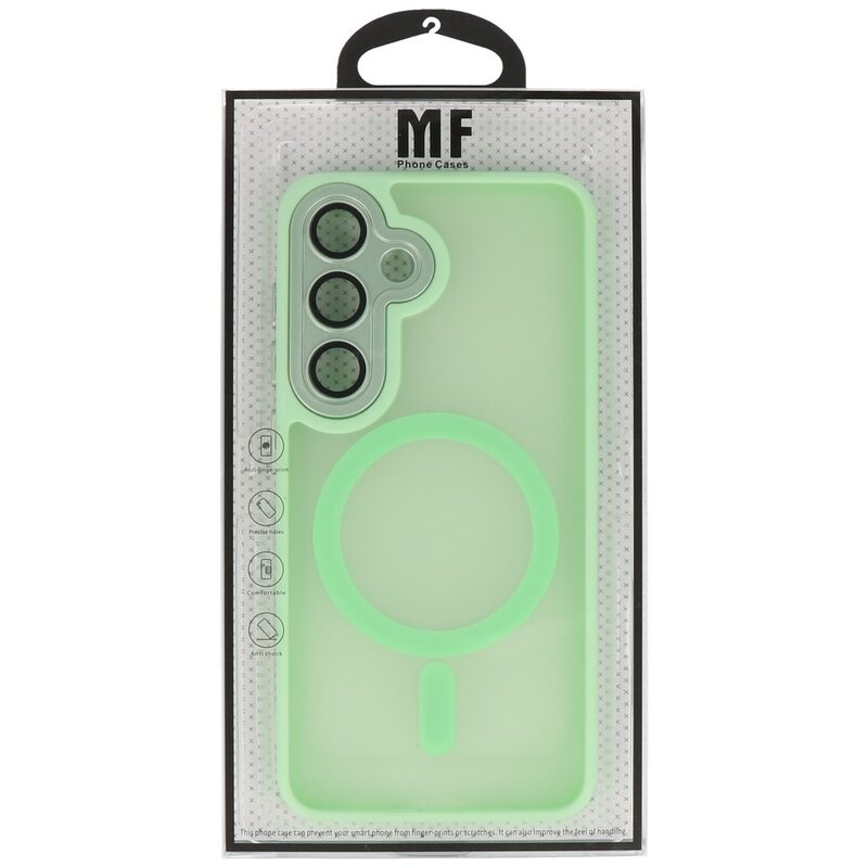 Matt-Transparent mit Kameraschutz Magsafe Case für Samsung Galaxy S24 Grün