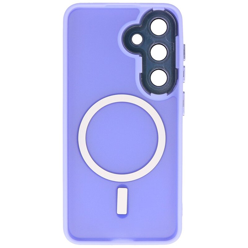 Matte-Transparent with Camera Protector Magsafe Case for Samsung Galaxy S24 Purple