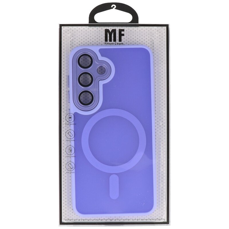 Matte-Transparent with Camera Protector Magsafe Case for Samsung Galaxy S24 Purple