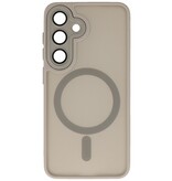 Funda Magsafe Mate-Transparente con Protector de Cámara para Samsung Galaxy S24 Gris