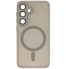 Matt-Transparent mit Kameraschutz Magsafe Case für Samsung Galaxy S24 Grau