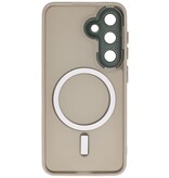 Funda Magsafe Mate-Transparente con Protector de Cámara para Samsung Galaxy S24 Gris