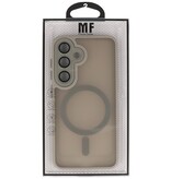Custodia Magsafe opaca-trasparente con protezione per fotocamera per Samsung Galaxy S24 grigia