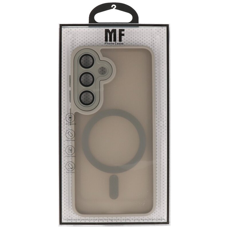 Matte-Transparent with Camera Protector Magsafe Case for Samsung Galaxy S24 Gray