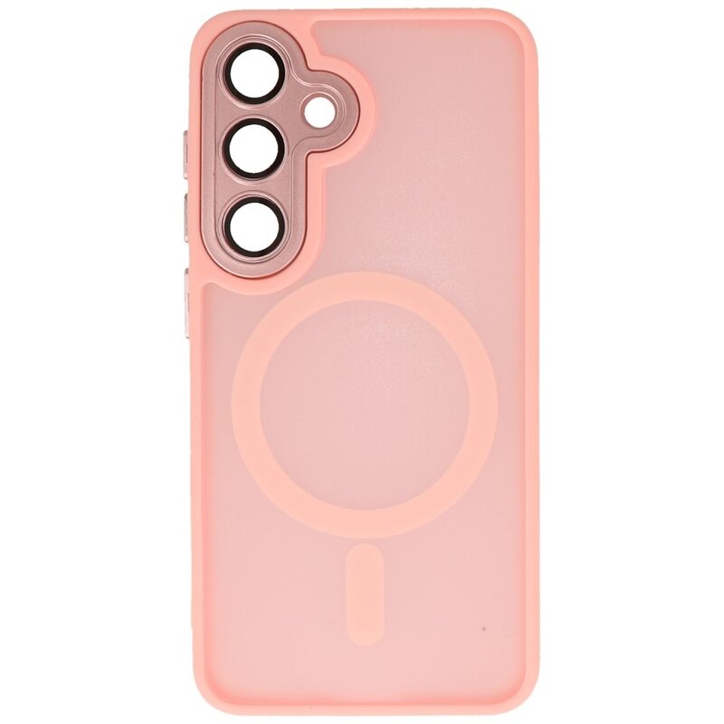 Matte-Transparent with Camera Protector Magsafe Case for Samsung Galaxy S24 Pink