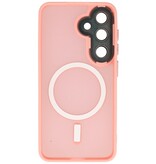 Funda Magsafe Transparente Mate con Protector de Cámara para Samsung Galaxy S24 Rosa