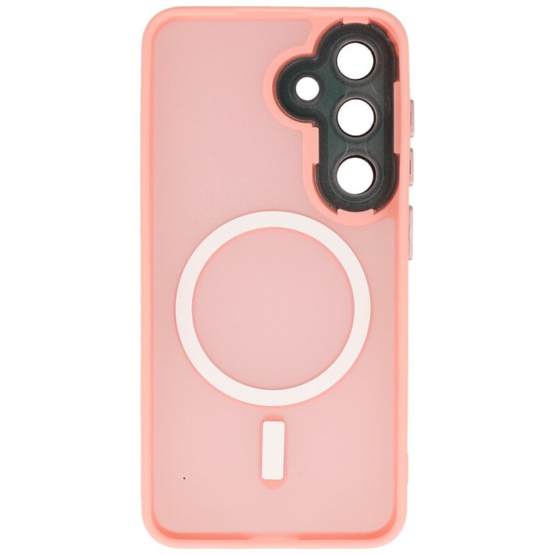 Matte-Transparent with Camera Protector Magsafe Case for Samsung Galaxy S24 Pink