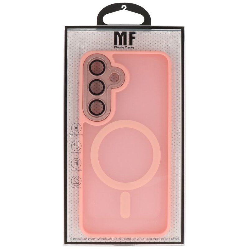 Matte-Transparent with Camera Protector Magsafe Case for Samsung Galaxy S24 Pink