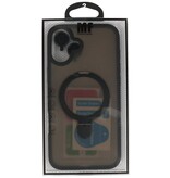 Coque Magsafe transparente mate avec protection pour appareil photo et fonction support pour iPhone 16 (noire)